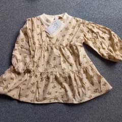 女の子 110 春 白 ベージュ 花柄 5分袖 7分袖 可愛い ナチュラルのサムネイル