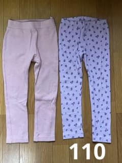 110サイズ ピンクと花柄 レギンス 2点セットのサムネイル
