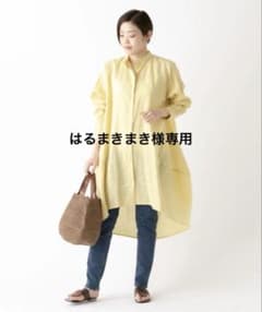 新品BEARDSLEYリネン100%ロングシャツ（ライトイエロー） - メルカリ
