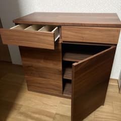 美品 無印良品 MUJI キャビネット 完成品 電源コード穴 ウォールナット