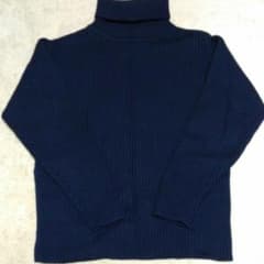 タートルネック ニット 厚手 M ウール100 ネイビーのサムネイル