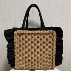 fore ラタンフリルバッグ ハンドメイド 藤 籠バッグ - メルカリ