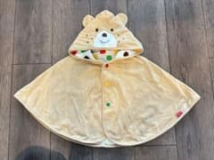 ミキハウス HOT BISCUITSくまのフード付きベビーポンチョ70-90cmのサムネイル
