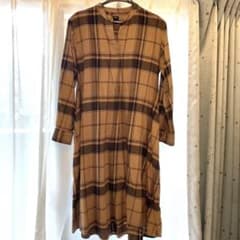 UNIQLO チェック柄 長袖シャツワンピース Mのサムネイル