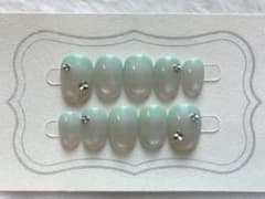 【Mサイズ/現品限り】 マグネットミントグラデーションネイルのサムネイル