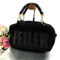 極美箱付き♡ FEILER ハンドバッグ ビッグロゴ トート 金具 黒のサムネイル