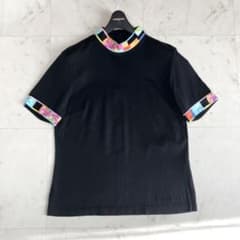 レオナール カットソー トップス ハイネック トリム 幾何学模様 黒 M