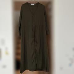 長袖 ロングシャツワンピース カーキのサムネイル