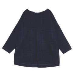 Relume Boat Neck Check Tunic with Back Slit, Navy