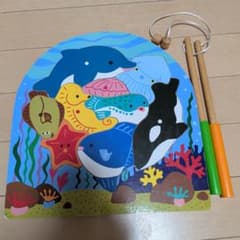 エド・インター　海の生き物 木製パズル 知育玩具　魚つりのサムネイル