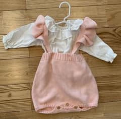 女の子 服 80 ブラウス セット ピンク 春服 フリル 1歳 かわいいのサムネイル