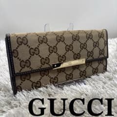 ○良品○ GUCCI 二つ折り財布 GGキャンバス レザー ブラウン - メルカリ