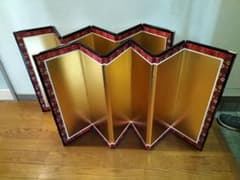 ひな祭り 雛飾り 雛道具「金屏風 六曲一双」18号 特金箔 高さ54cm共