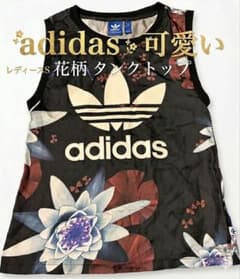 adidas 花柄 タンクトップ　トレフォイル レディースSタイトのサムネイル