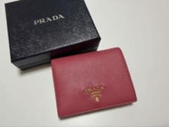 【美品】付属品ありPRADAプラダ 二つ折り財布 サフィアーノ ピンク レザー