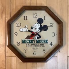 ☆ディズニー☆ ビッグサイズ 木製 ミッキー 壁掛け時計 アンティーク