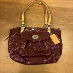 COACH エナメル ハンドバッグ ボルドーのサムネイル