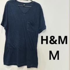 H&M ネイビー Vネック Tシャツ