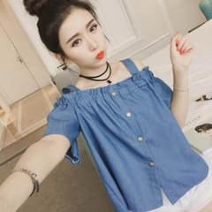 お値下げしました(^^)デニム♡オフショルダーのサムネイル