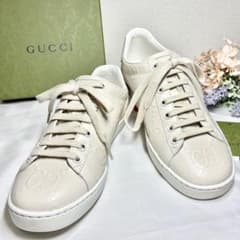 未使用級】 GUCCI グッチ GGエンボスロゴ スニーカー レディース 24