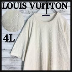 【美品・4L】ルイヴィトン　総柄モノグラム タオリングtシャツ　パイル地　白系 美品・4L】ルイヴィトン 総柄モノグラム タオリングtシャツ パイル地