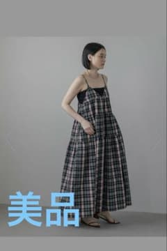 美品】マドラスチェックキャミワンピース／アパートバイ - メルカリ
