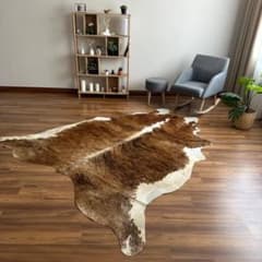 【未使用】天然牛皮ラグ カウハイドラグ 約220×250cm ブリンドル柄のサムネイル
