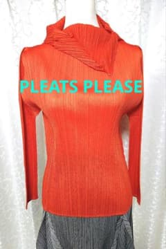 プリーツプリーズ　オレンジ変形ネックPLEATS PLEASE