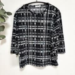 美品✨ チェック柄 五分袖トップス ひんやり素材 冷感素材 冷たい 夏 暑さ対策