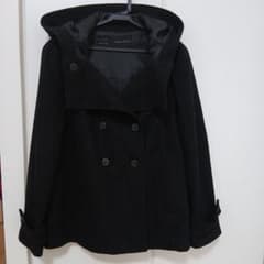 ZARA BASIC フード付きコート ブラック Sのサムネイル