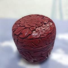 堆朱の 棗（なつめ）牡丹文様 茶道具 - メルカリ