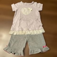 120 ハートレース装飾 Tシャツ パンツ　セット