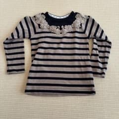 長袖カットソー ボーダー 花モチーフ付きのサムネイル