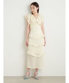 LILY BROWN ストレッチレースワンピース ホワイト