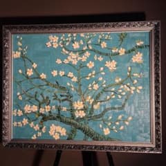 ☆特大☆手書き油絵 ゴッホ 花咲くアーモンドの枝 額付 絵画