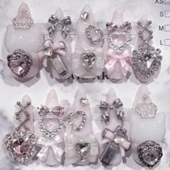 ❤︎ 現品 20 ネイルチップ 量産型 地雷系 白 ピンク ❤︎のサムネイル