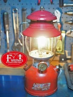 Perfectly burning 1955 June Coleman 200A Lantern (Yellow Border) t52