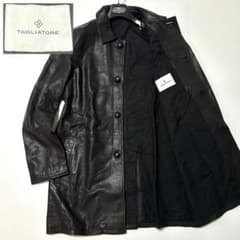 希少/極美品＊タリアトーレ レザーコート ブラック くるみボタン 