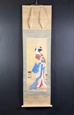 K47 上村松園 「汐くみ」 掛軸 日本画 共箱 工芸印刷 - メルカリ