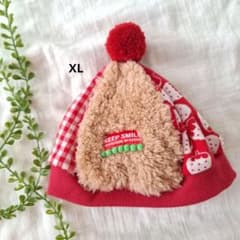 ニットベレー帽【XL 赤系もこ】のサムネイル