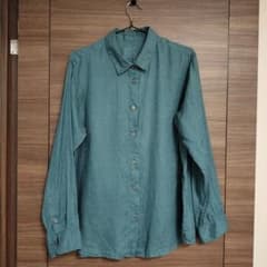 無印良品　リネン洗いざらし　 長袖シャツ　スモーキーグリーンのサムネイル