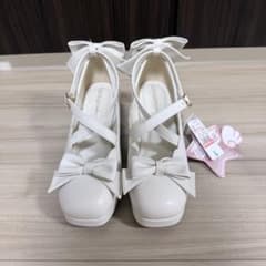 무료 배송 신품 미사용 시마무라 호시나 사쿠라코 콜라보 스칼랩 리본 펌프스