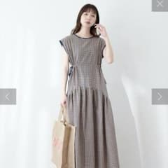 WEB限定　natural couture ドロストデザインチェック柄ワンピースのサムネイル