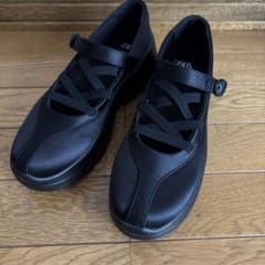 ZARA サテン風ストラップ付きバレリーナシューズ 38 黒 バレエシューズ