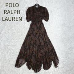 美品☆Polo Ralph Lauren☆花柄 ロングワンピース 首元リボン - メルカリ