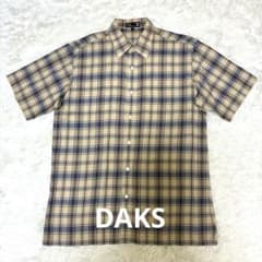 DAKS メンズ半袖シャツ チェック柄 M相当 ベージュ 上品 日本製のサムネイル