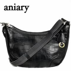 美品✨aniary バルケッタ クロコ型押しショルダーバッグ 三日月 