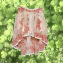 LIZLISA 姫系 姫カジ 花柄 ドット柄 レース フレアスカート ピンク
