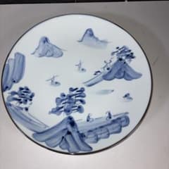 山水画 染付 皿 和食器のサムネイル