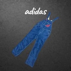 adidas オーバーオール サロペット M ネイビー トレフォイルロゴ